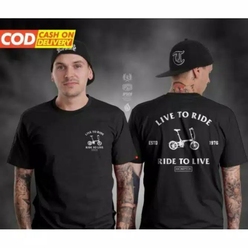 fourfashion Kaos Pria Kaos Distro LIVE TO RIDE Black BC115