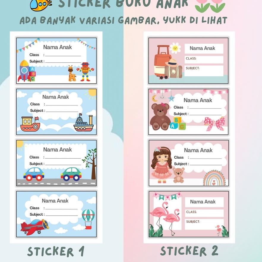 

(QiC➽) ★★ Sticker Nama Buku Pelajaran Custom Nama Anak Cowok Cewek | Label Name Boy Girl //Khusus bulan ini