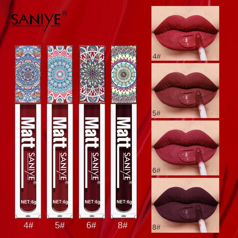 SANIYE L1181 Matte Liquid Lip Tint Lipstik Tahan Air 4g 9 warna