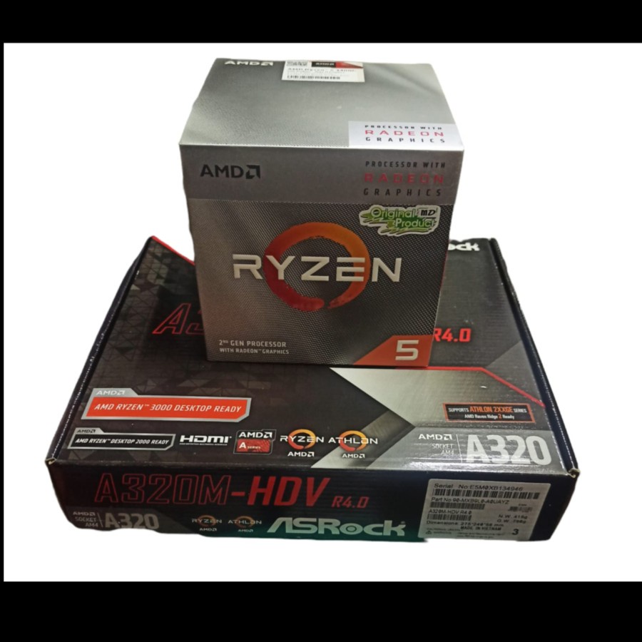 Paket Bundle Processor Amd Ryzen 5 3400G + Mobo Asrock A320M-Hdv Baru