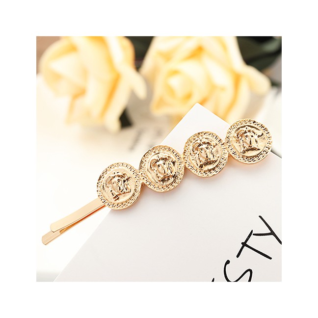 LRC Jepit Rambut Fashion Gold Alloy Feather Portrait Hair Clip D41520