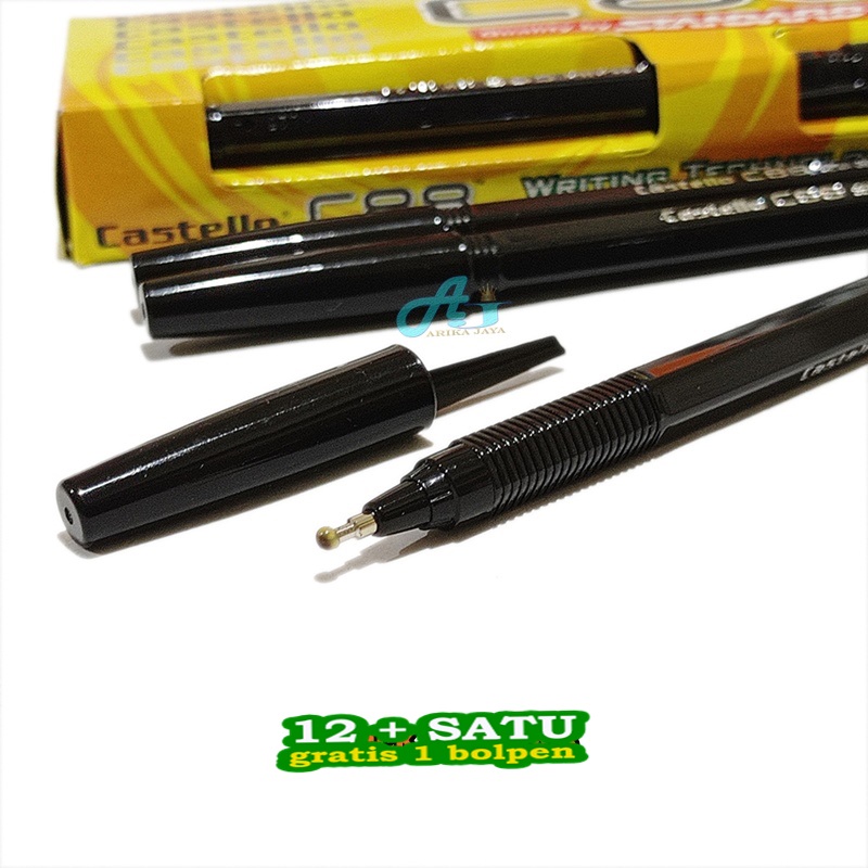 

1 PACK / 12 + 1 PCS Pulpen Anti Macet Bolpen Bolpoint Standard C88 castello 1 lusin
