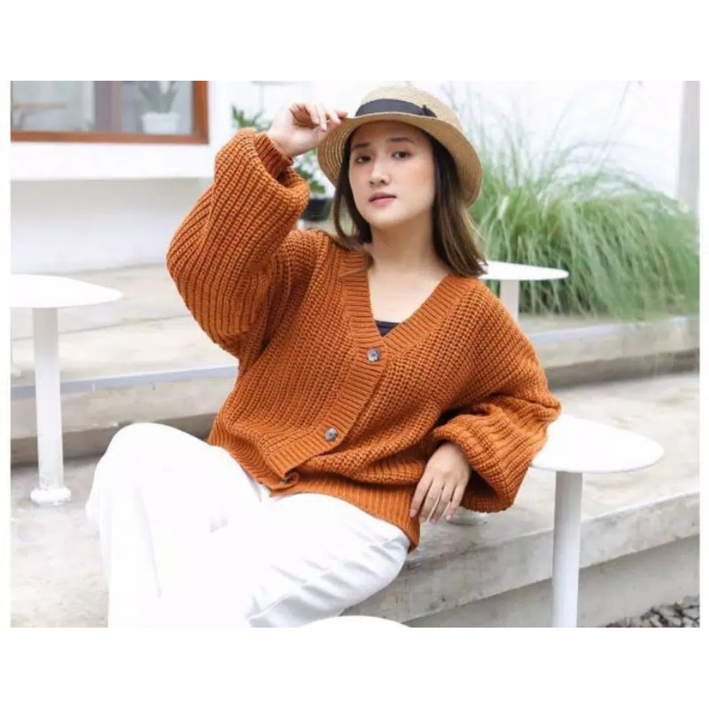 HOPYLOVY - Cardigan Rajut Wanita Oversize Gracia