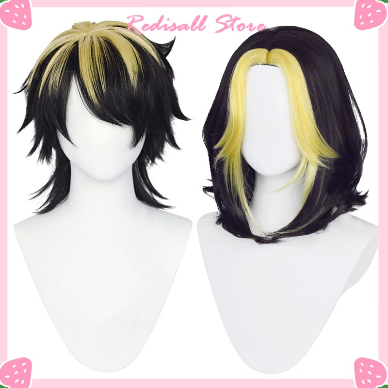 PREORDER Redisall Tokyo Revengers Cosplay Kazutora Hanemiya Wig Mixed Black Gold Hair Role Play Heat