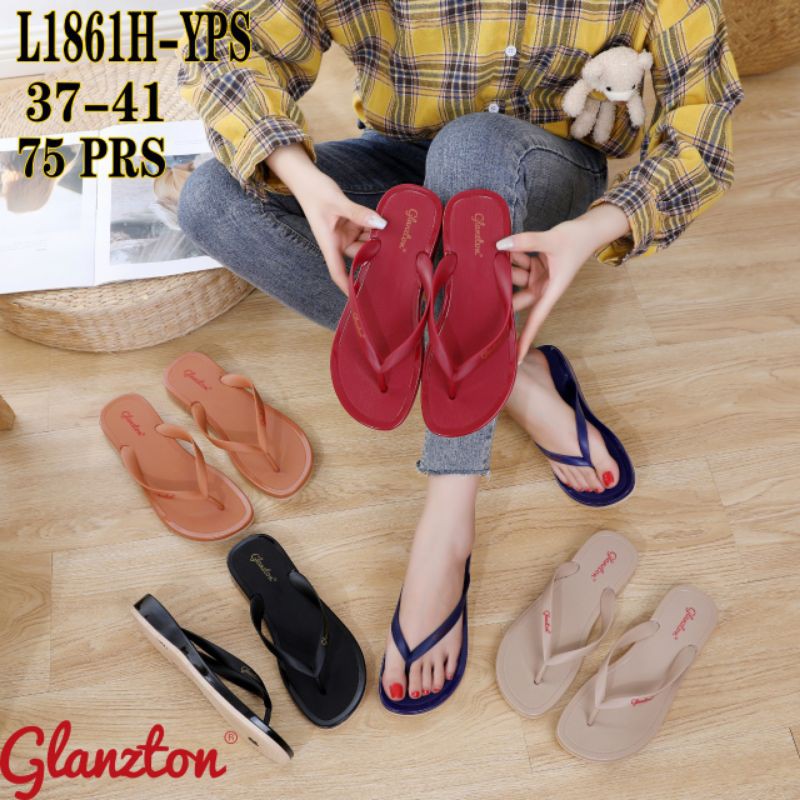 Sandal Jepit Import Heel 2cm Glossy L1861H-YPS