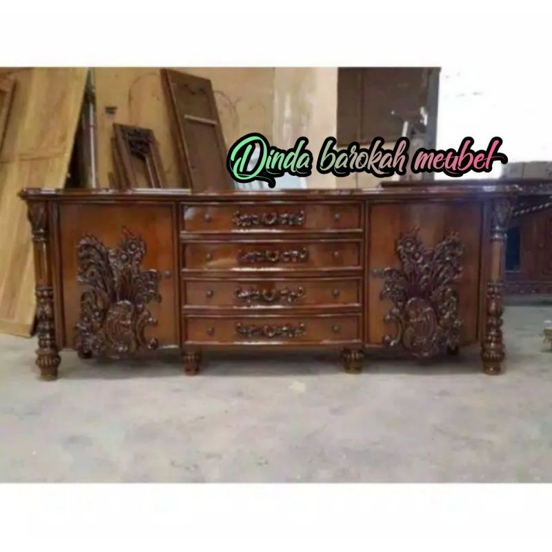 BUFET TV JATI UKIR, MEJA TV BOMBAY EROPA MODERN, JATI ASLI ELEGAND BERKUALITAS