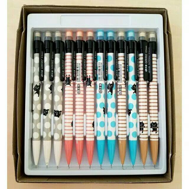 

Pensil mekanik 0.5mm motif Kucing garis/ Kucing polkadot