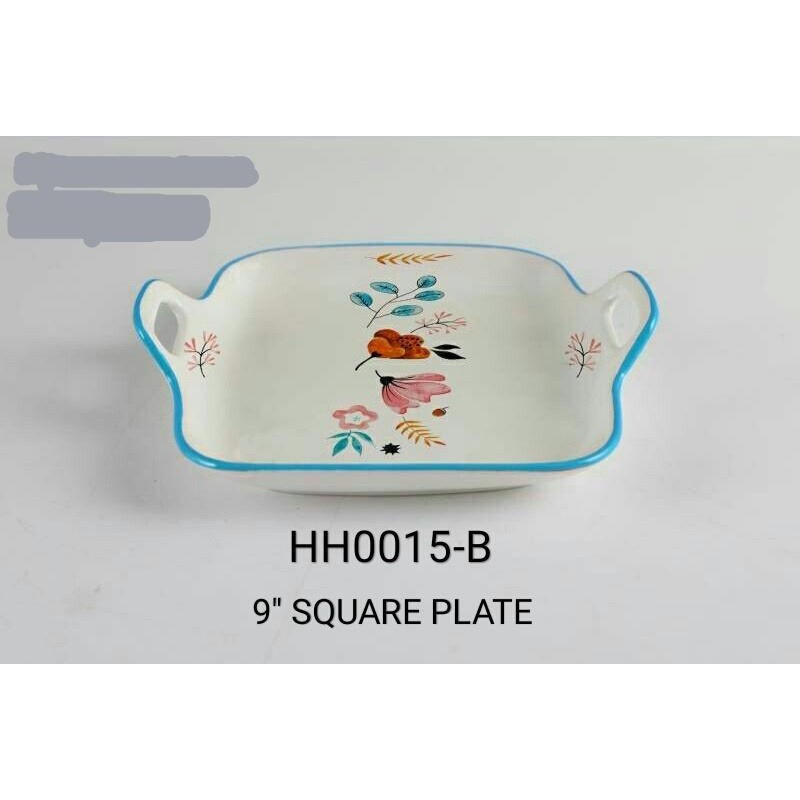 Nakami Piring Keramik Square Plate 9 Inch HH0015-B Ceramic Pan