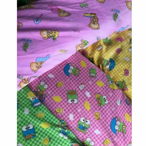 Kain Flanel Motif Anak Lucu Murah Pastel Pink Hijau Biru Kuning