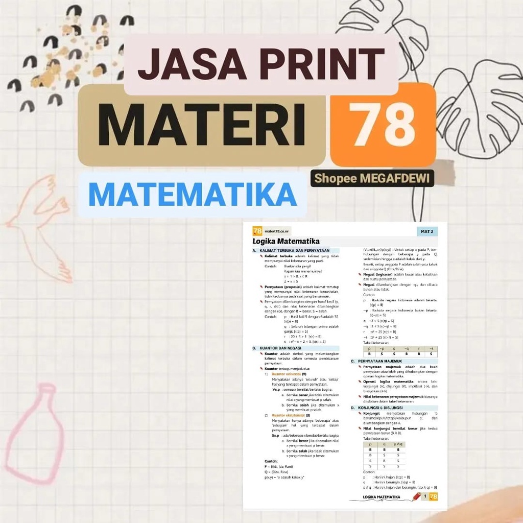 

(1 SISI) JASA PRINT MATERI78 MATEMATIKA