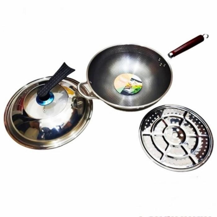 Wajan Anti Gores Anti Lengket Penggorengan Wok Pan Tanpa Minyak Panci