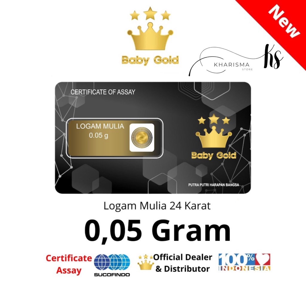 Jual BABY GOLD Emas Mini Murni 24K Souvenir Pernikahan Logam Mulia 0.05
