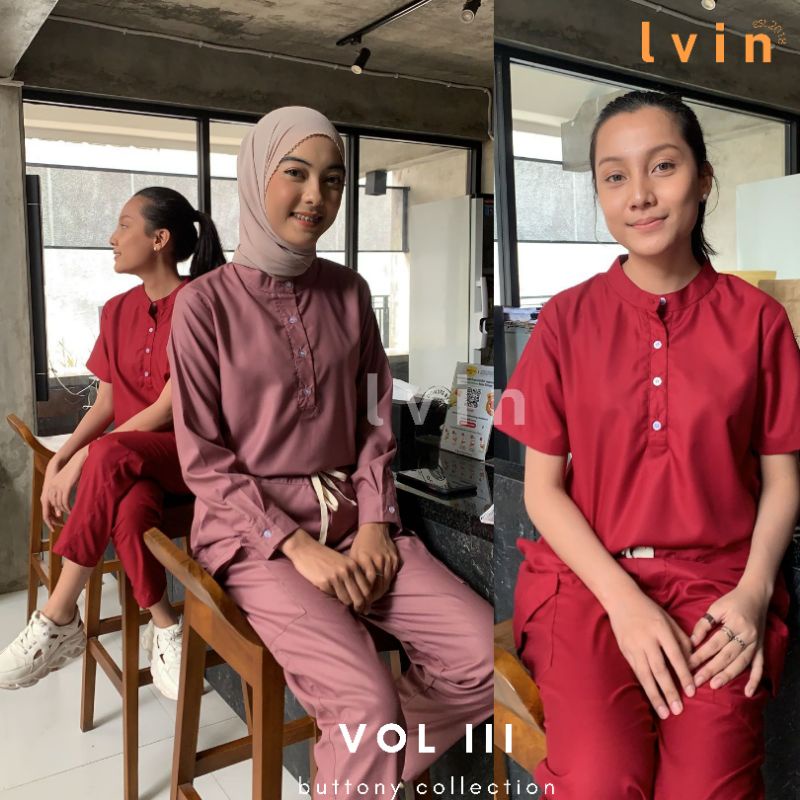 [ Lvin ] Vol III -  Baju OKA Kerah Bulat Celana Reguler fit Lengan Panjang / Baju Jaga /Set Baju Celana Jaga Oka / Dokter Lengan Panjang / Baju OK Seri Timeless