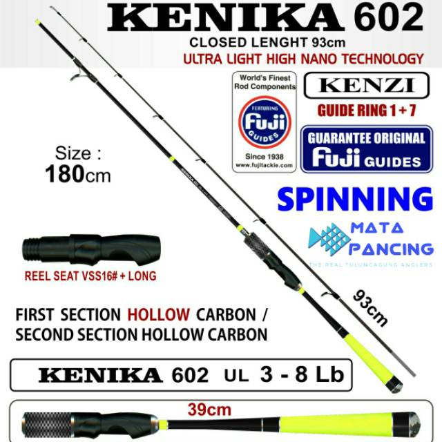 Joran UL kenzi kenika 602 2-5lb 3-8lb ring guide Fuji