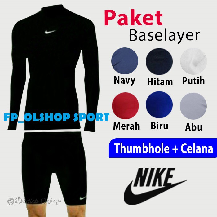 PAKET STELAN MANSET BASELAYER LONGSLEEVE DAN CELANA PENDEK BASELAYER NIKE