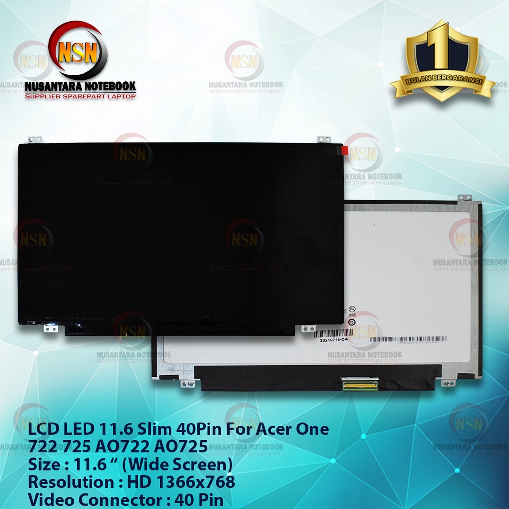 LED LCD 11.6 SLIM FOR Acer One 722 725 AO722 AO725