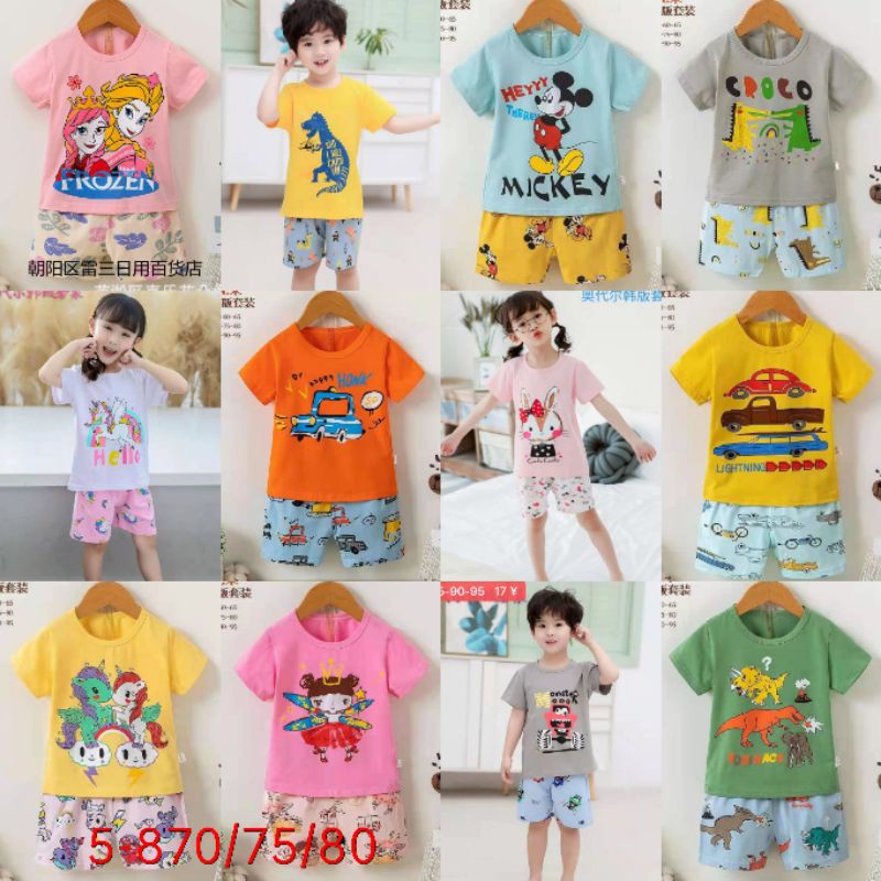 SETELAN BAJU TIDUR/BAJU SANTAI ANAK IMPORT MOTIF 0130