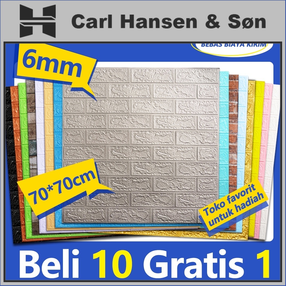(COD) murah Beli 10 gratis 1 70x77 3 6mm Tebal Wallpaper Dinding 3D Foam Kotak Batu Bata Stiker Timb
