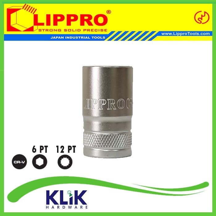 Lippro Mata Sock 1/2&quot; DR 15 mm (6PT/12PT) - Mata Shock Sok Pendek