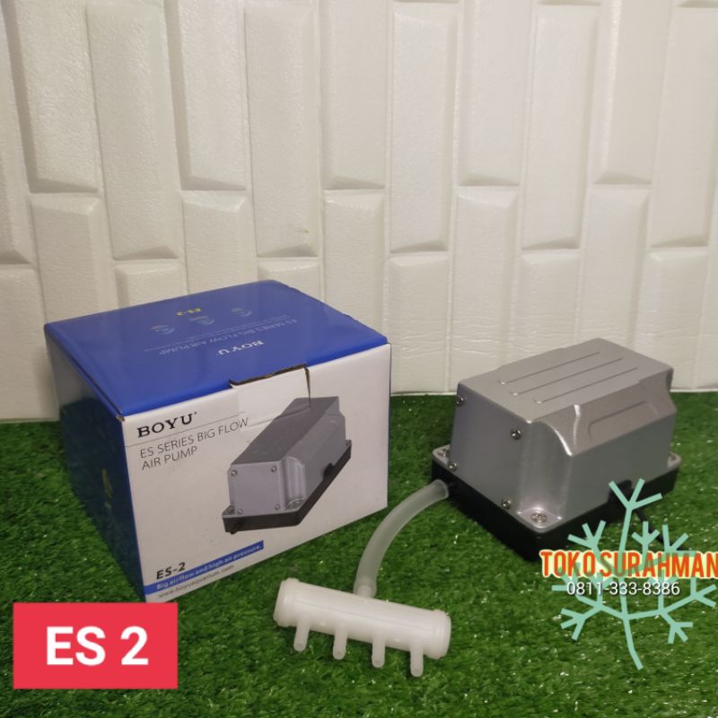 Pompa Aerator Udara Kolam Aquarium Boyu Silver ES 2 Berkualitas Tinggi Stok Terbatas