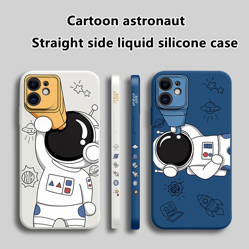 Soft Case Silikon Motif Kartun Astronot Untuk iPhone 11 Pro max i12 Pro max 6 6s 7 8 plus x xs max xr