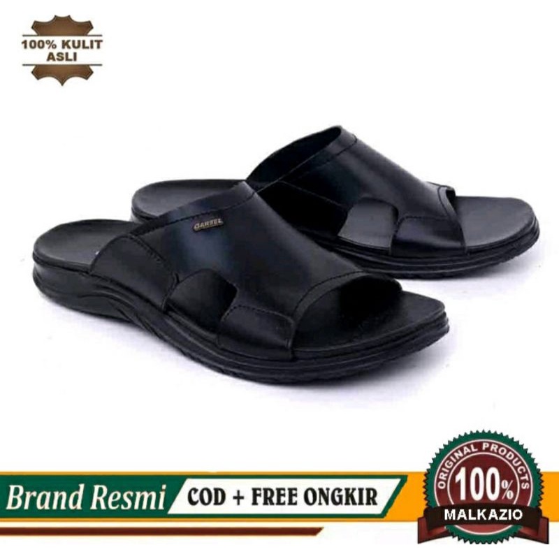 COD / Sandal Slide Makazi Original / Sendal Slop Kulit Pria Bapak2 Empuk AC4 Sendal Semi Formal Cowok Eleganr 38-44 Brown