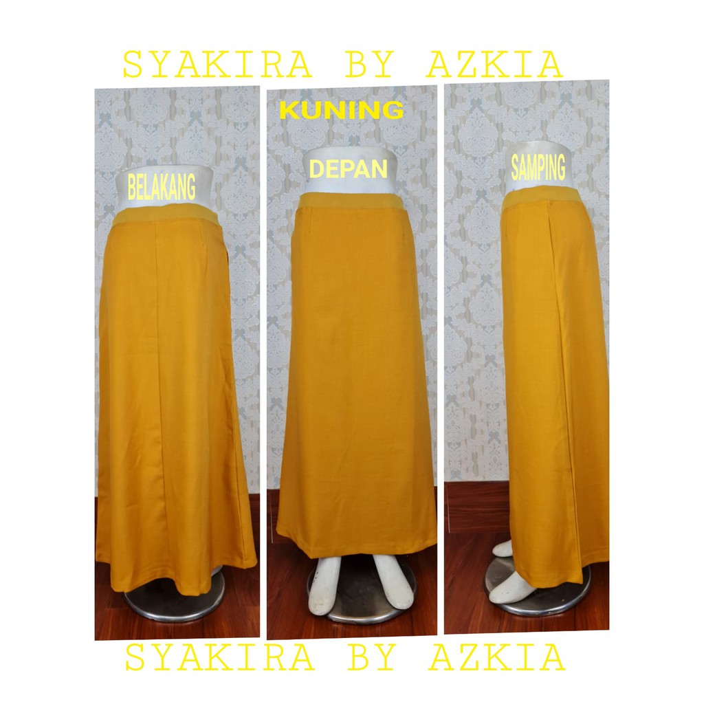 Rok Kerja Model A Full Karet warna khaki-cokelat susu-kuning-cokelat tua-dongker-hitam-Rok Wanita-Rok Kantor-Rok Kerja-Rok Kuliah-Rok untuk Formal