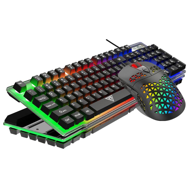 PAKET Gaming Lengkap Keyboard RGB LED dan Mouse V4