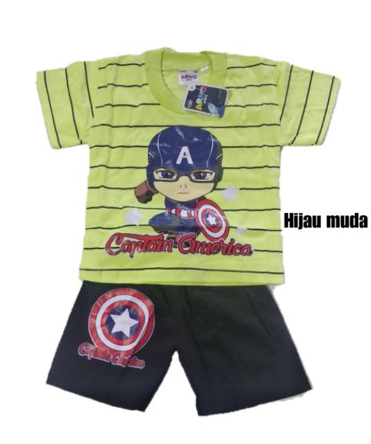 Setelan baju BATMAN / CAPTAIN AMERICA Arno anak 1 / 2 / 3 tahun