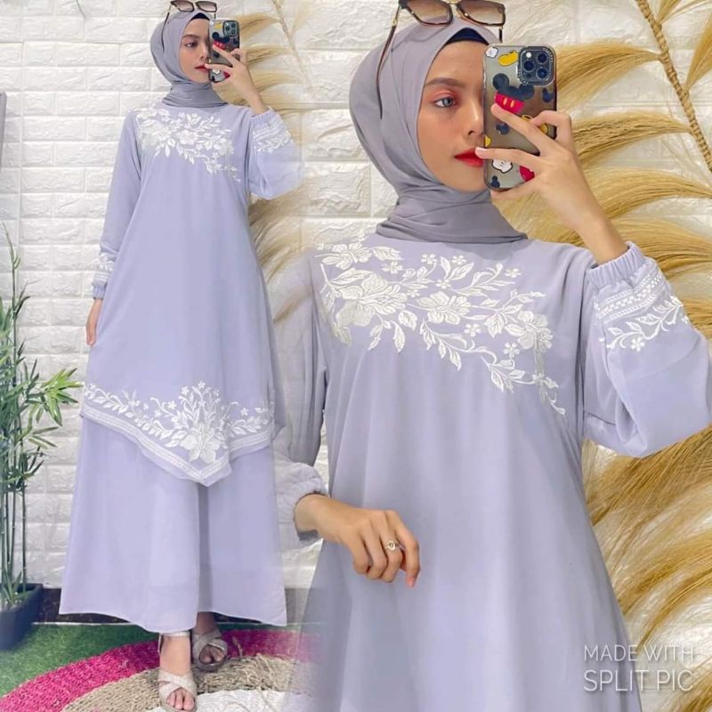 GAMIS MELAYU BORDIR ROS RUNCING PREMIUM