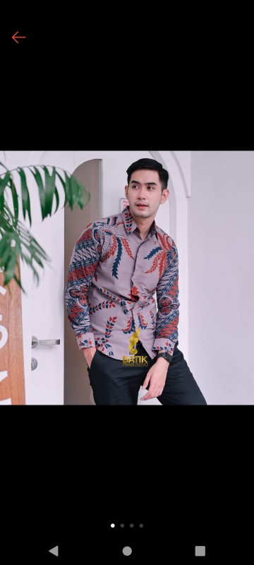 Baladika Kemeja Batik Pria Lengan Panjang Slimfit Katun Printing Hem Baju Seragam Kantor Modern