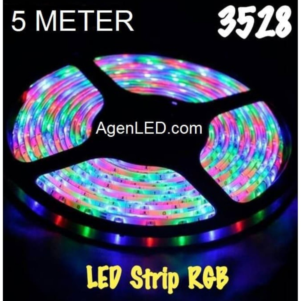 Paket Lengkap LAMPU LED STRIP 3528 - Panjang 5 Meter - IP44LED + Remote + Adaptor 12v + Modul Set