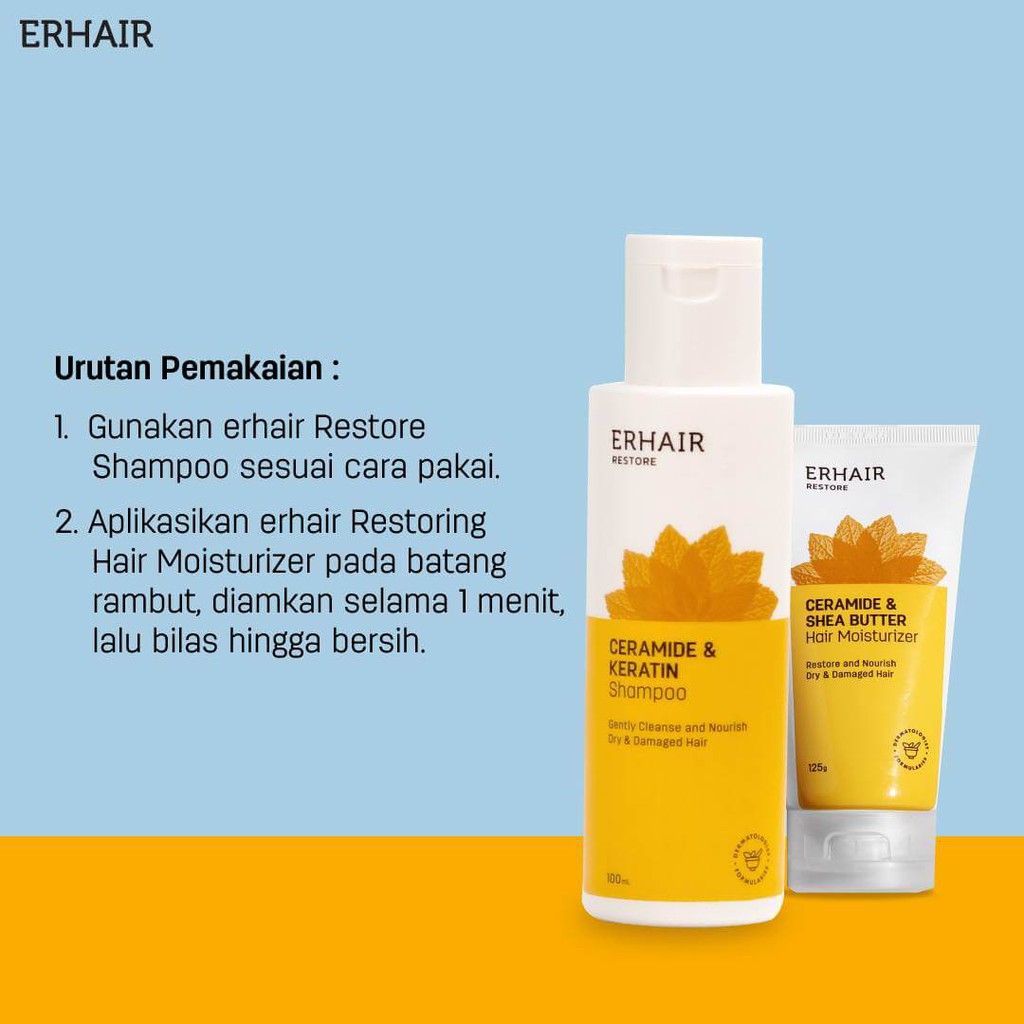 ERHAIR Shampoo Rambut Kering &amp; Rusak ERHA Restore 100 ml Ceramide &amp; Keratin Shampoo