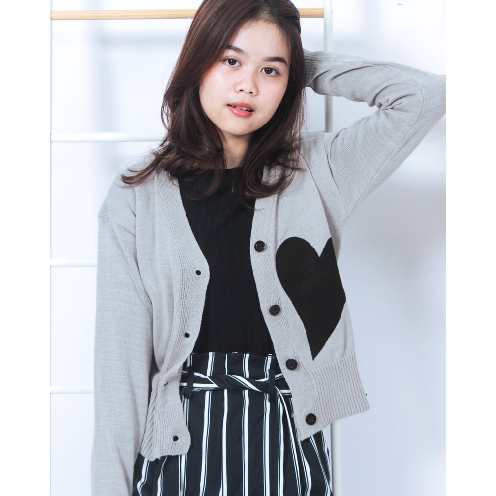 KALILA - BLACK HEART Cardy  Cardigan Rajut Wanita Dewasa | Kardigan Rajut Wanita