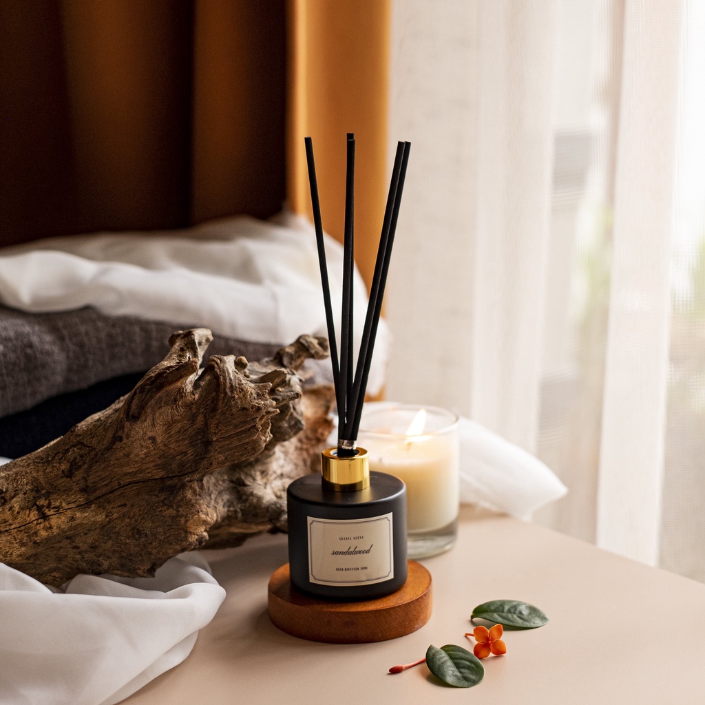 akasia scent - SANDALWOOD Reed Stick Fiber Rattan Diffuser Pengharum Ruangan 50ml-1