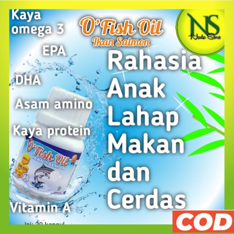 O fish Oil ikan salmon original Nutrisi kecerdasan anak dan suplemen keluarga tidak amis dan disukai