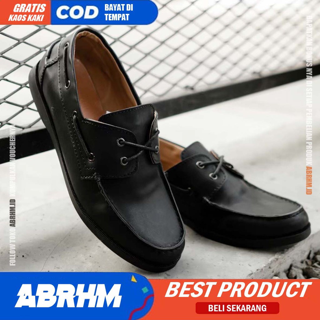 ABRHM X VALIAN  Sepatu Formal Pria Sepatu Casual Pria Kulit Pu Sepatu Pria Casual Sepatu Kasual Cowok / Cowo Oxford Kerja Kantor Kuliah Kondangan Gaya Keren Kekinian Original Murah Terlaris