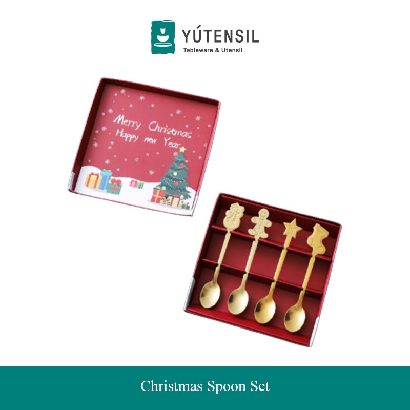 Yutensil Kado Natal Christmas Hampers Giftbox / Sendok Teh Kopi Set / Spoon
