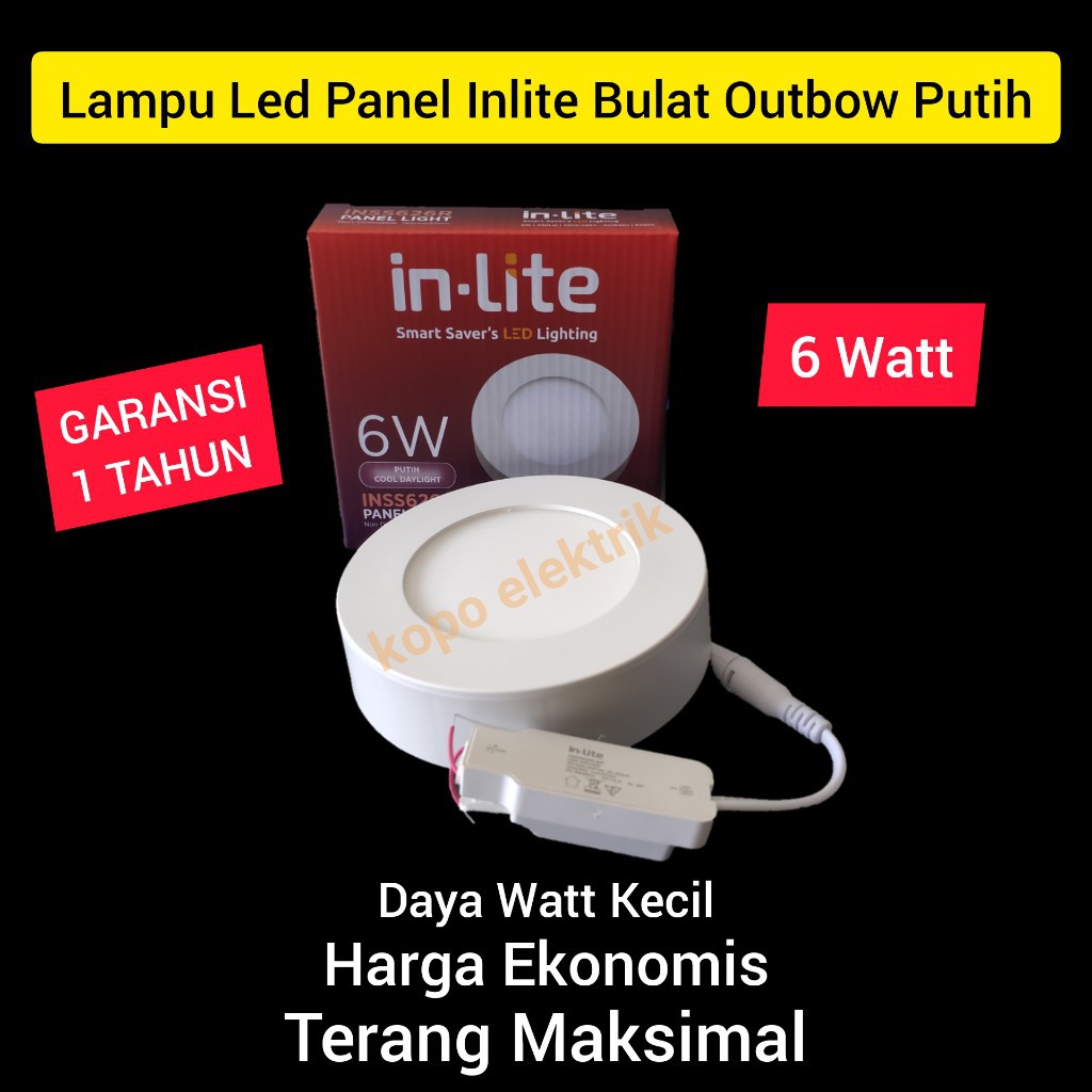 (BERGARANSI 1 TAHUN) INLITE Downlight Led Panel Bulat Outbow 6 Watt 6w