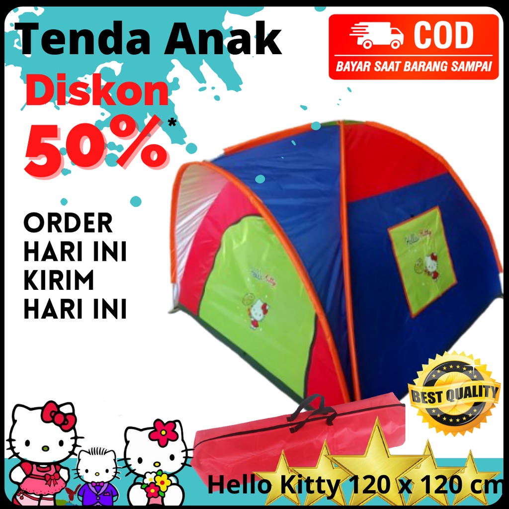 TENDA ANAK KARAKTER HELLO KITTY 120X120 CM _ TENDA MAINAN ANAK MURAH _ KEMAH KEMAHAN