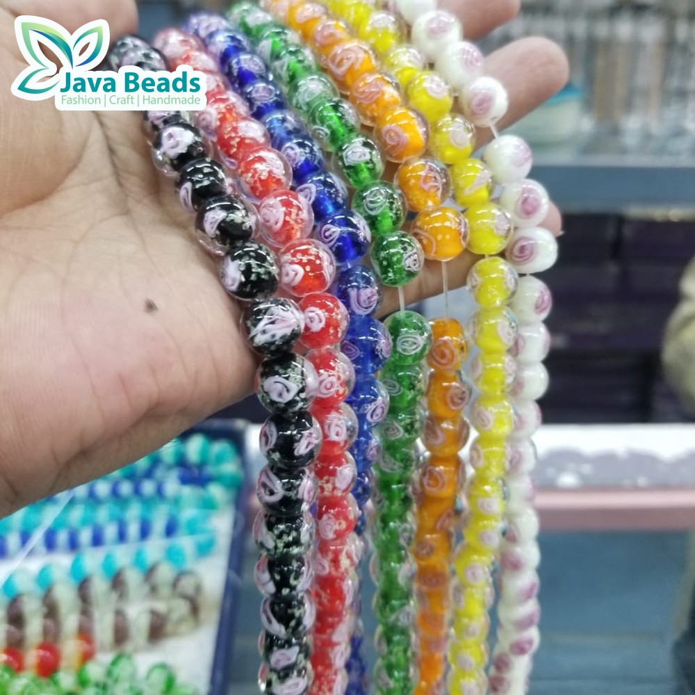 Bahan Aksesoris Gelang Kalung Glow In The Dark Flower Glass Beads