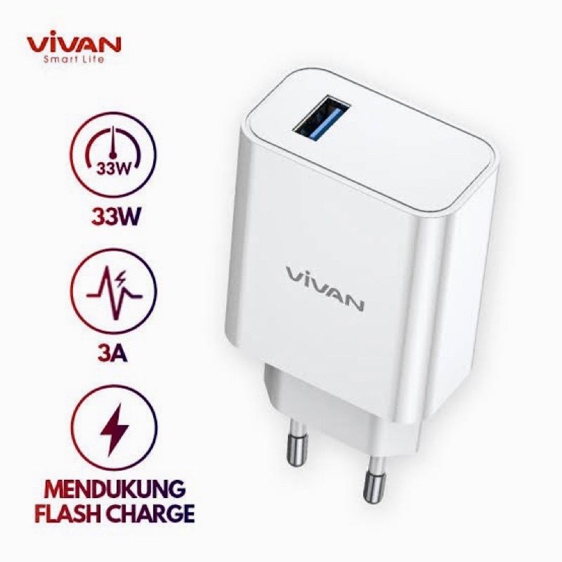 Vivan Travel Charger 33W Quick Charging single Port usb smart Protection Charger Vivan 33Watt