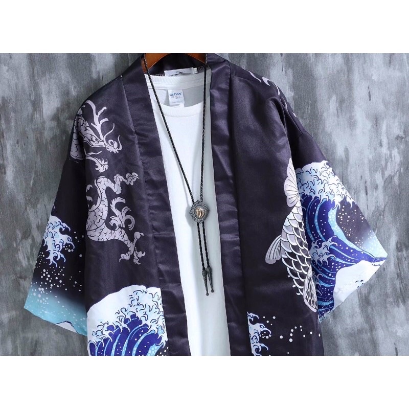 RE02 KIMONO CARDINGAN HAORI PRIA WANITA JEPANG LOOSE YUTAKA SUMMER OMBAK COSPLAY M-3XL