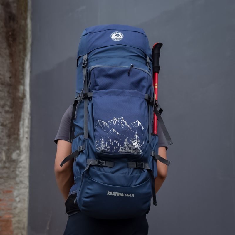 Irco Ksatria Tas Gunung Carrier 60 Liter Gratis Rain Cover - Biru Navy