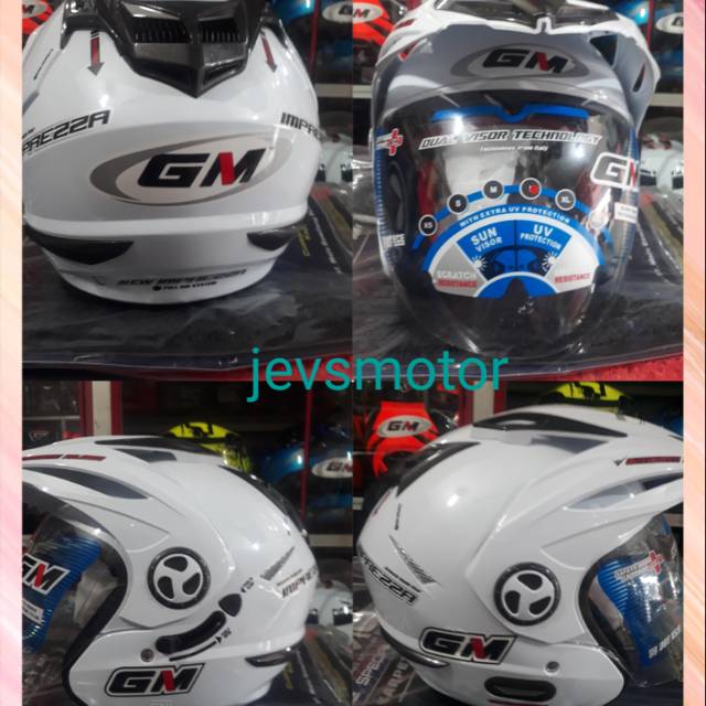 Helm GM NEW IMPREZZA DOUBLE VISOR WHITE FREE MASKER