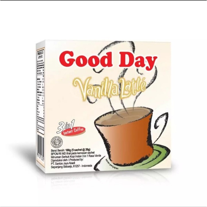 

GOOD DAY VANILA, CHOCOCINO, MOCACINNO DAN ORIGINAL KEMASAN BOX 5*20 GRAM