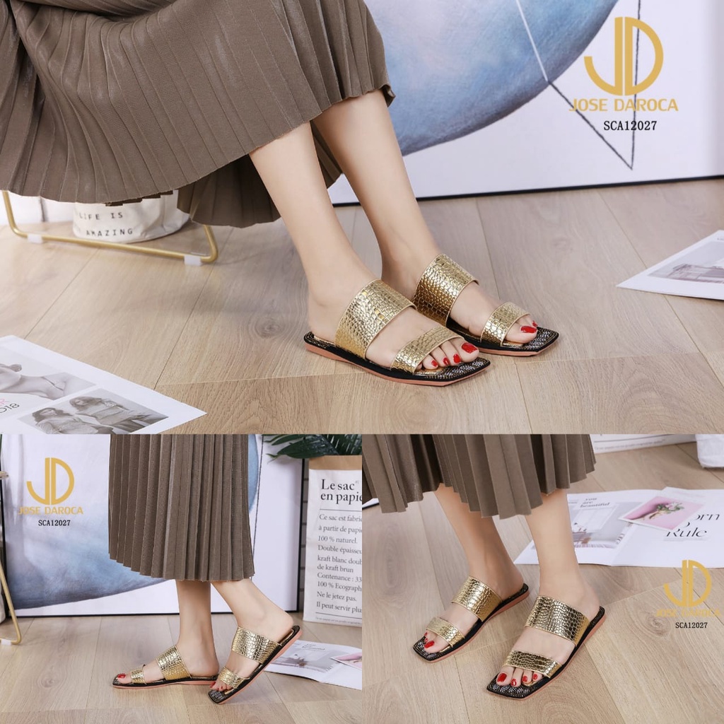 JOSE DAROCA Double Strappy Sandal Snake Leather #SCA12027#  Original