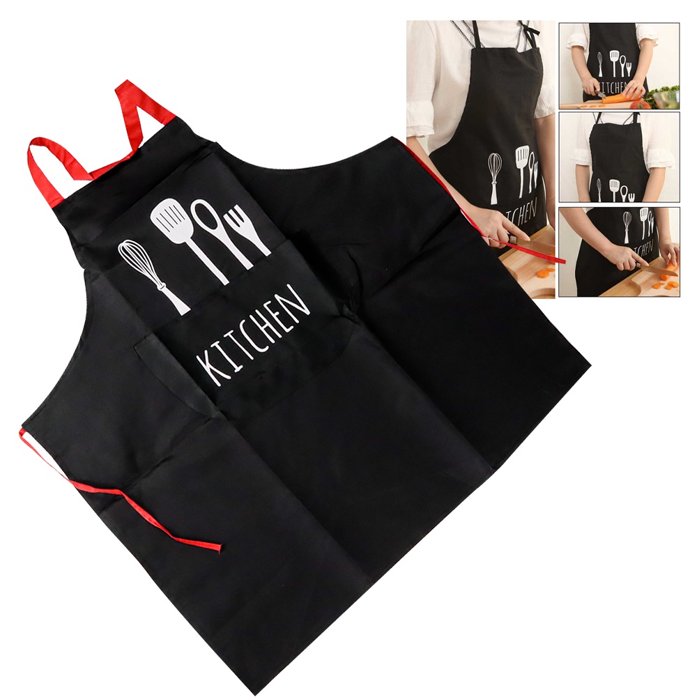 Celemek Apron Dapur Pria Wanita Model Kantung Bahan Nilon