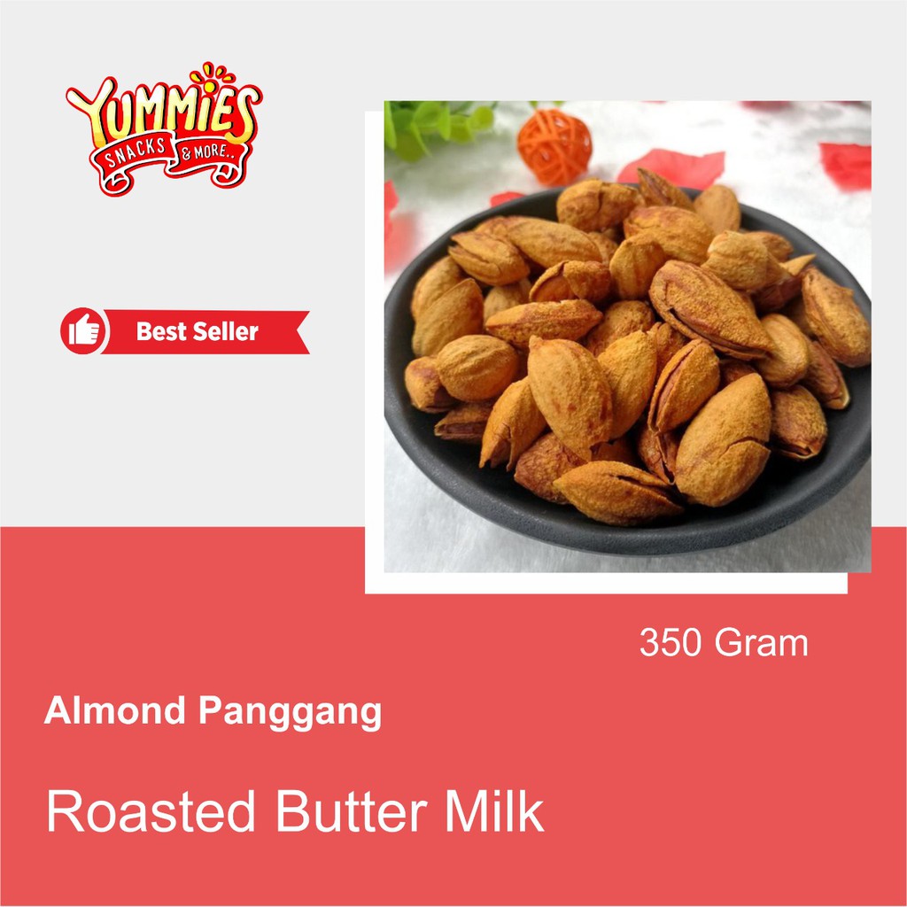 

Almond Panggang Roasted Butter Milk USA California in Shell / Cangkang / enak dan renyah 350gr