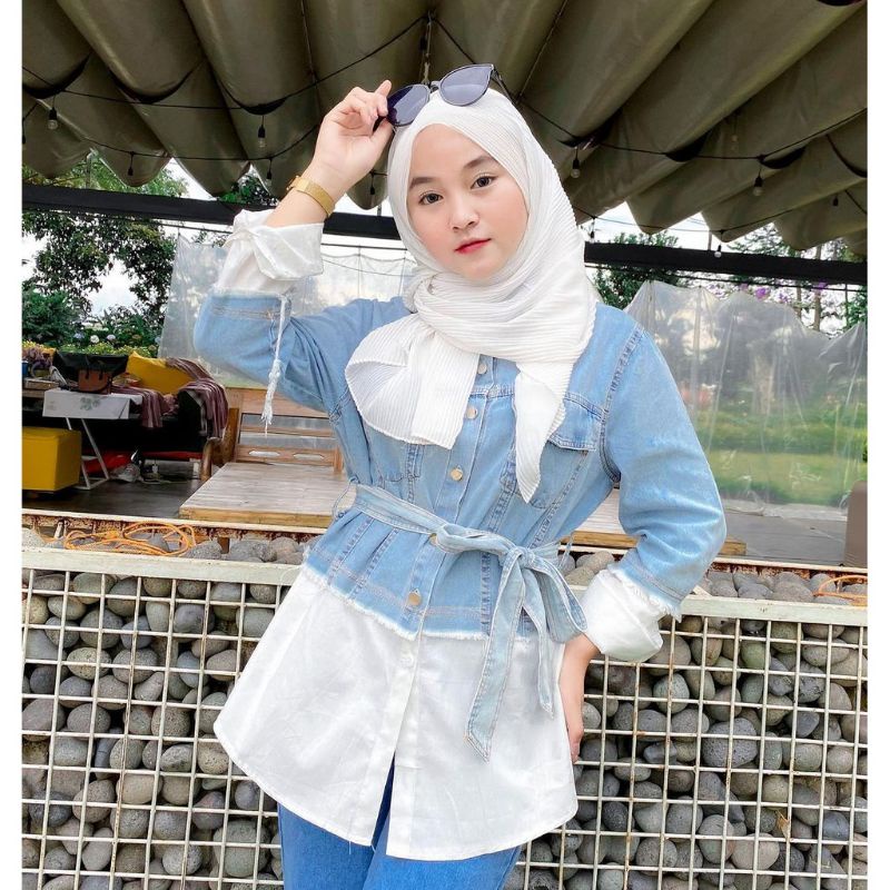 Auntentik jeans kemeja atasan top